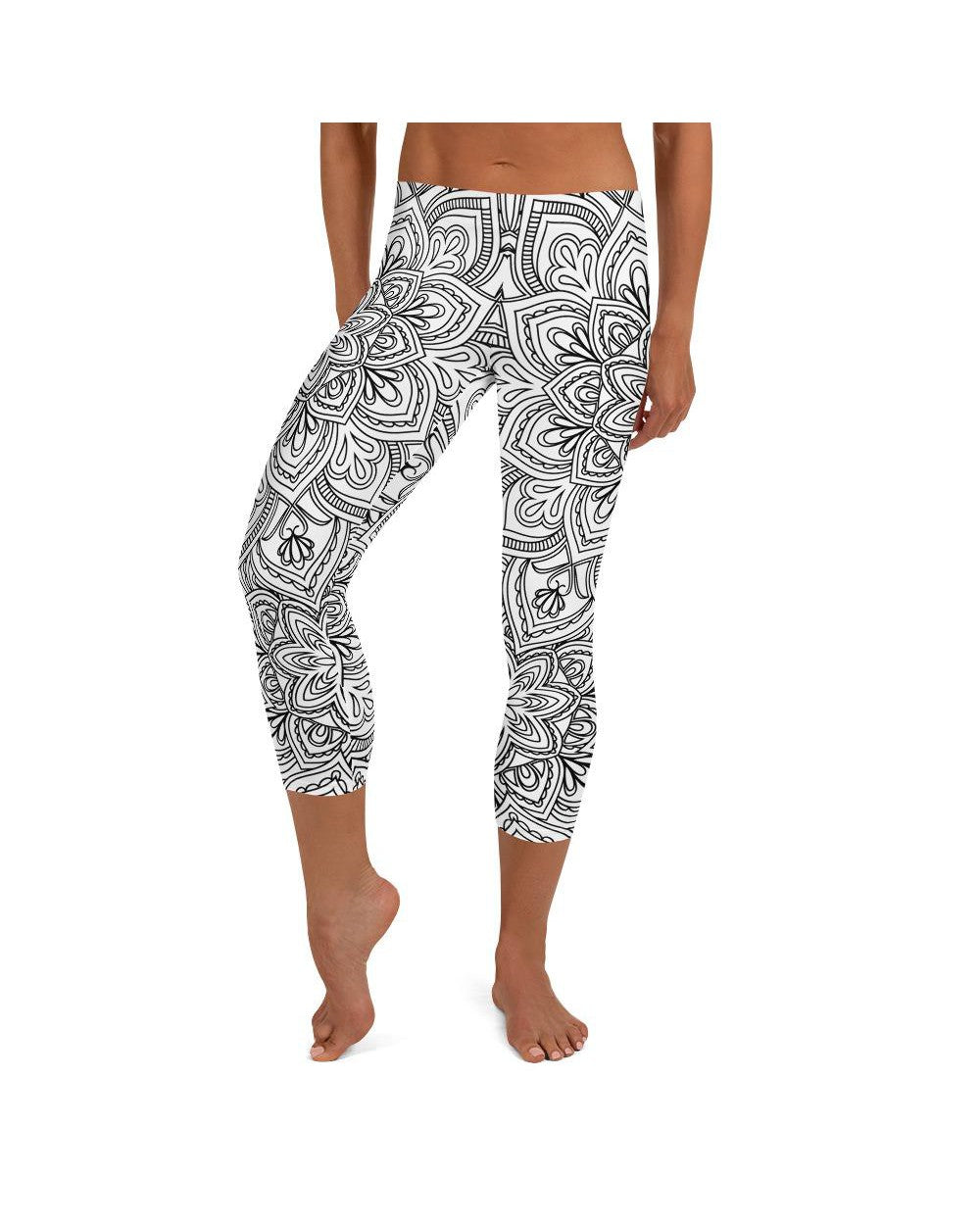 White & Black Mandala Capris Gearbunch