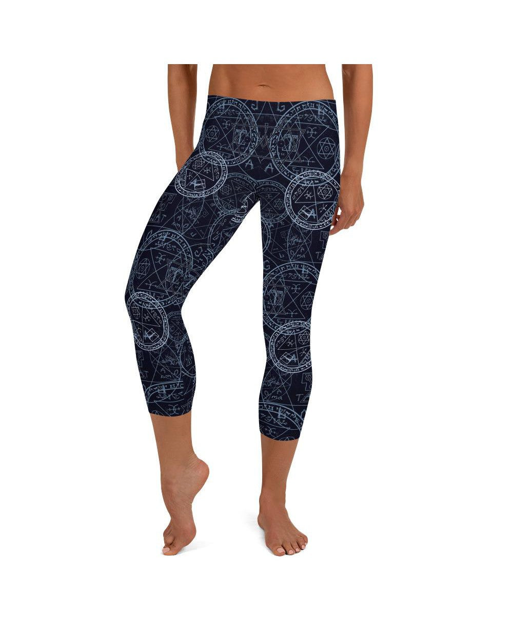 Womens Fashion Witchcraft Capris Leggings Blue/White | Gearbunch.com