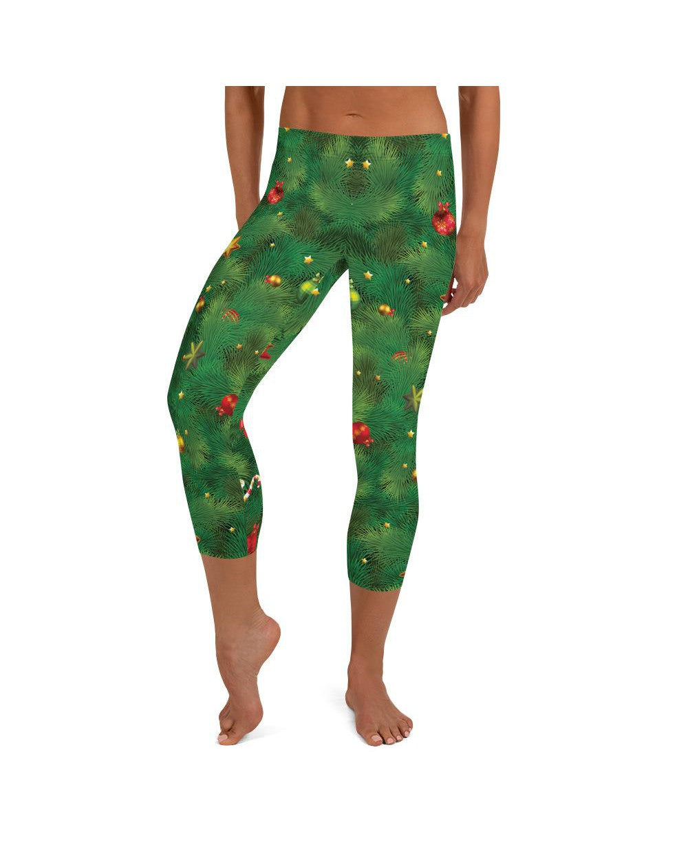 Womens Fashion Realistic Christmas Tree Capris Green | Gearbunch.com