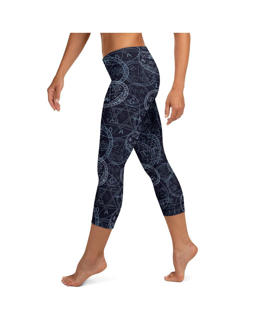 Womens Fashion Witchcraft Capris Leggings Blue/White | Gearbunch.com