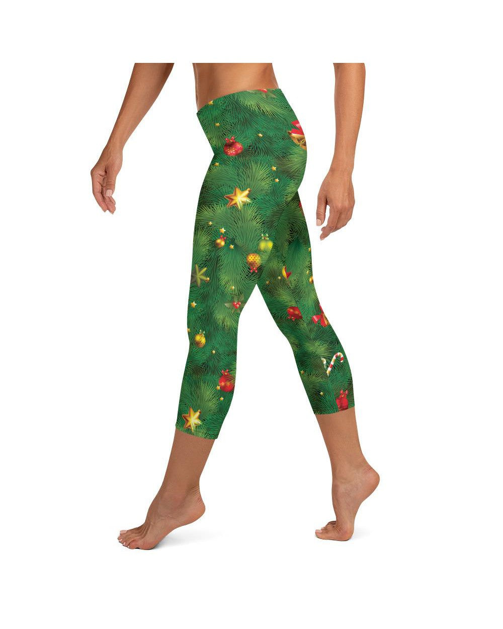 Womens Fashion Realistic Christmas Tree Capris Green | Gearbunch.com