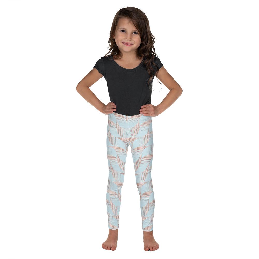 Light Blue & Apricot Wave Kid's Leggings Gearbunch