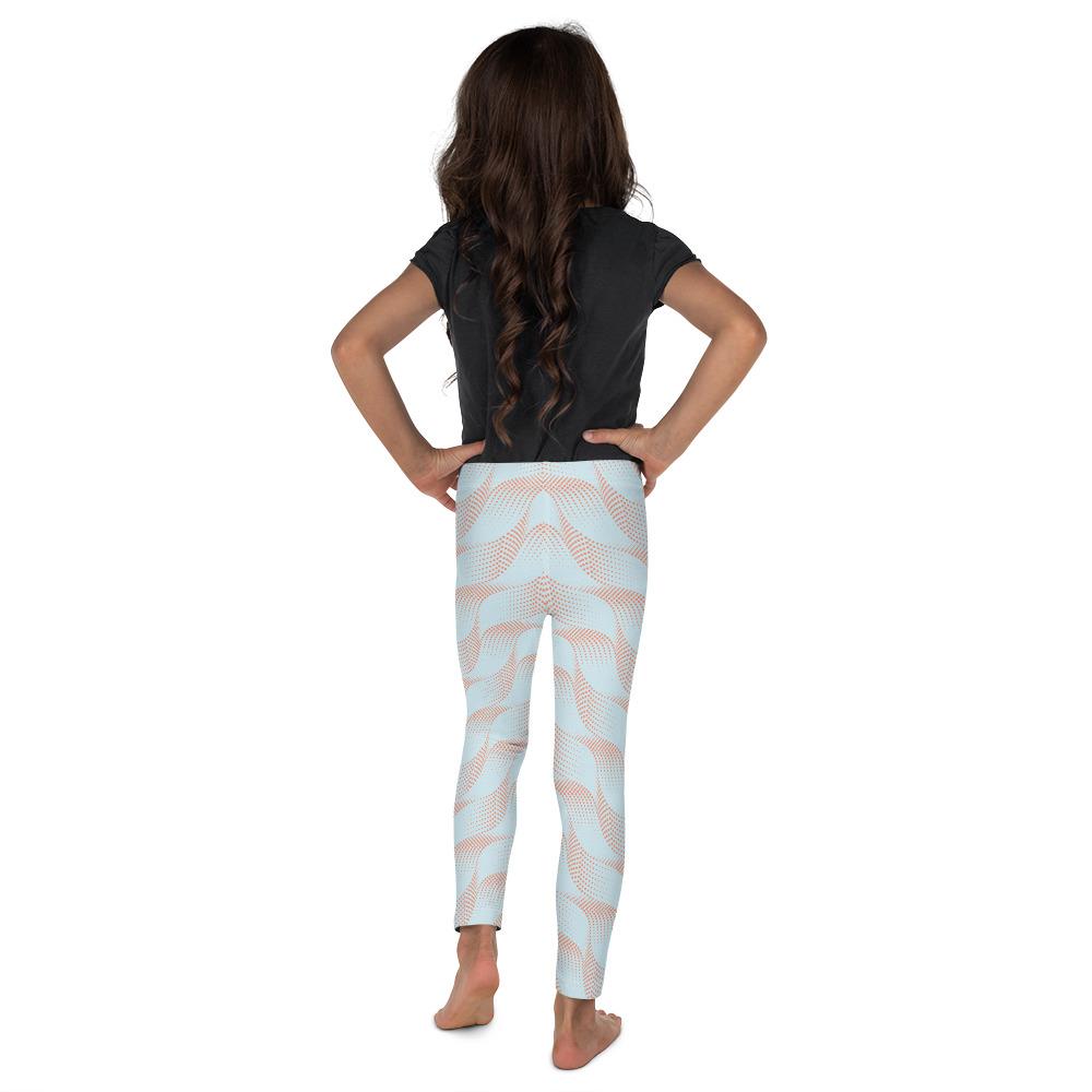 Light Blue & Apricot Wave Kid's Leggings Gearbunch