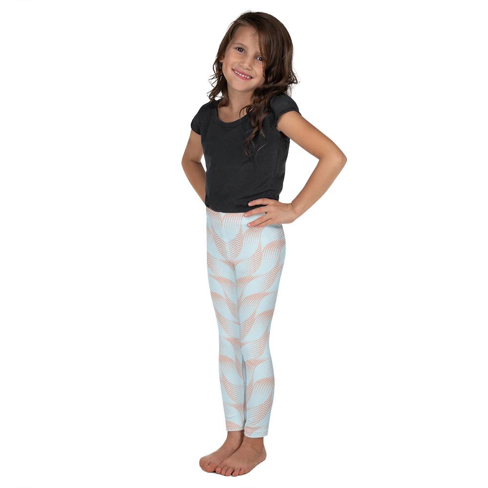 Light Blue & Apricot Wave Kid's Leggings Gearbunch