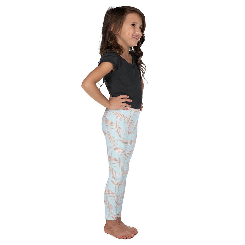 Light Blue & Apricot Wave Kid's Leggings Gearbunch