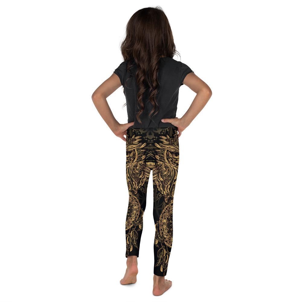 Golden Ornamental Owl Kid's Leggings Gearbunch