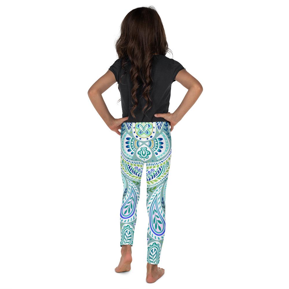 Blue and Green Paisley Kid's Leggings Gearbunch