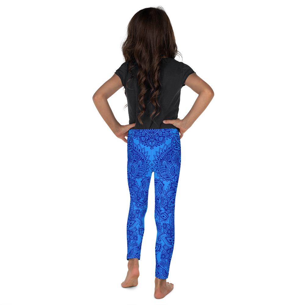 Blue and Navy Henna Tattoo Kid's Leggings Gearbunch