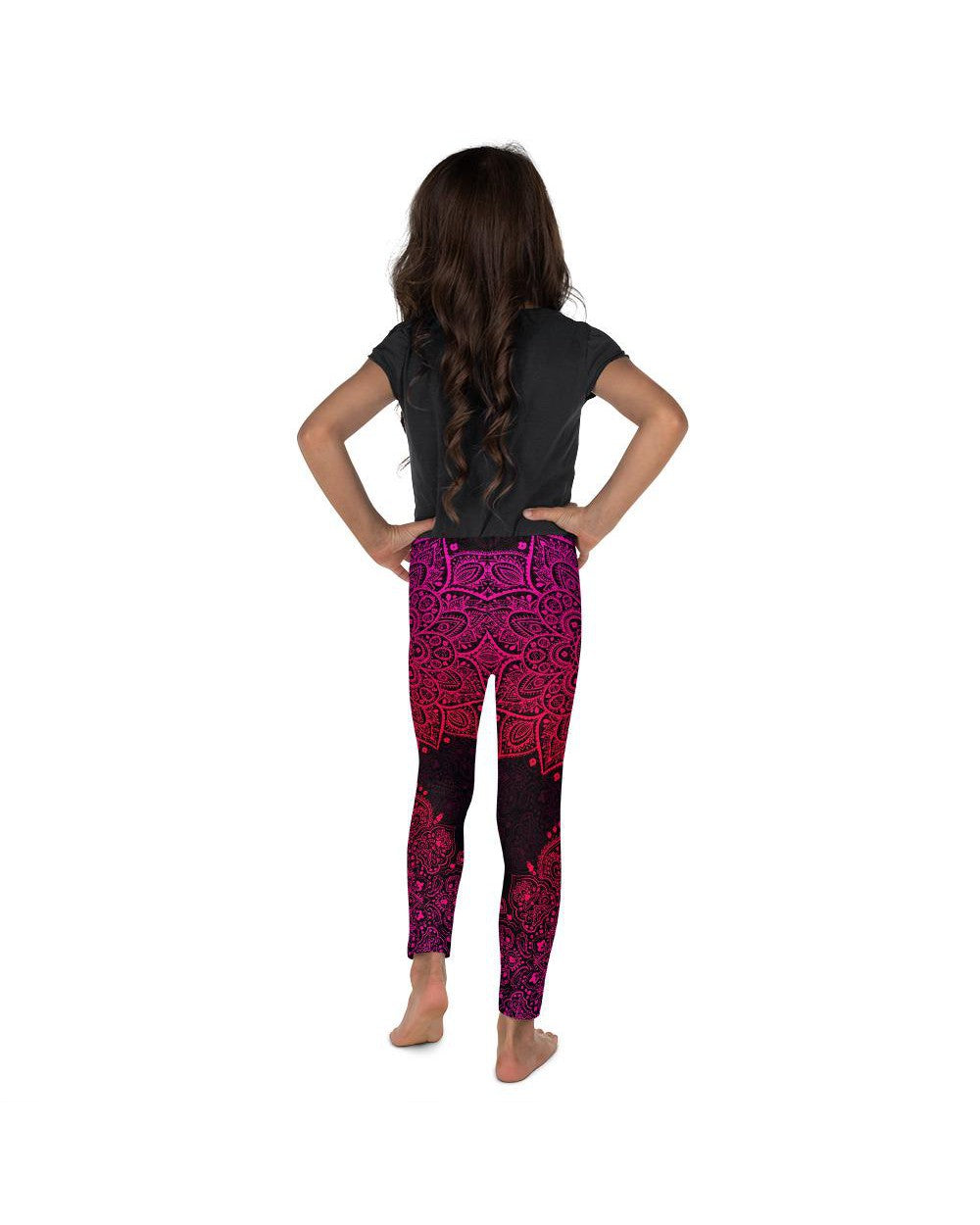 Kids Children Pink Mandala Kid's Leggings Pink/Black | Gearbunch.com