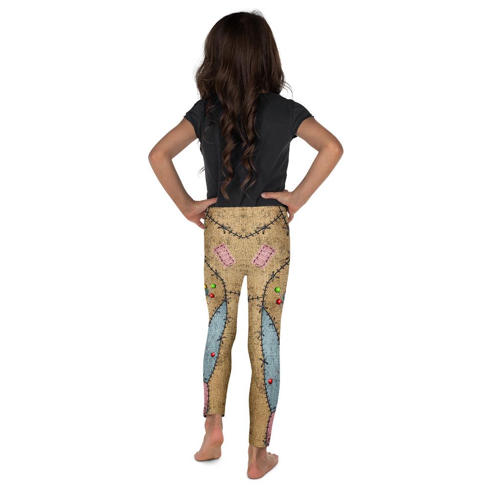 Kids Children Voodoo Doll Patch Leggings Brown/Pink | Gearbunch.com