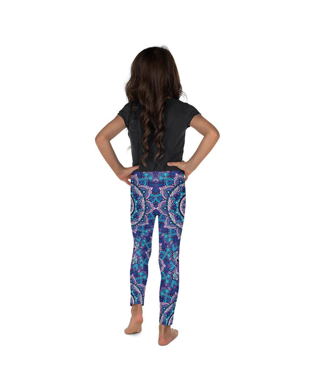 Kids Children Colorful Blue Mandala Leggings Purple | Gearbunch.com