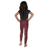 Kids Children Deep Red Tartan Leggings Red/Blue/White