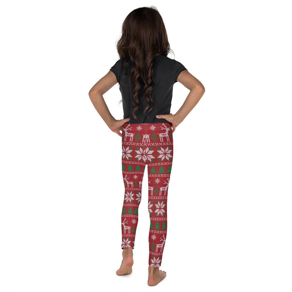 Kids Children Red Ugly Christmas Leggings White/Green | Gearbunch.com