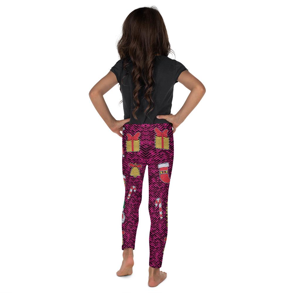 Kids Children Christmas Paillette Leggings Purple/Red | Gearbunch.com