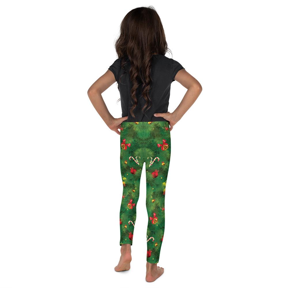 Kids Children Realistic Christmas Tree Leggings Green | Gearbunch.com