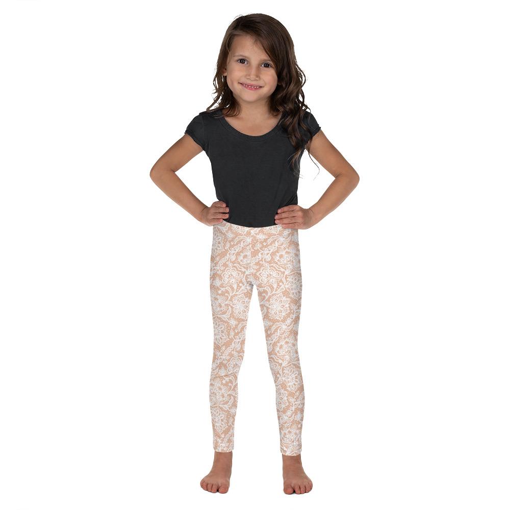 White Faux Lace Kid's Leggings Gearbunch