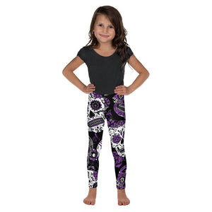 Purple Sugar Skull Kid's Leggings Gearbunch