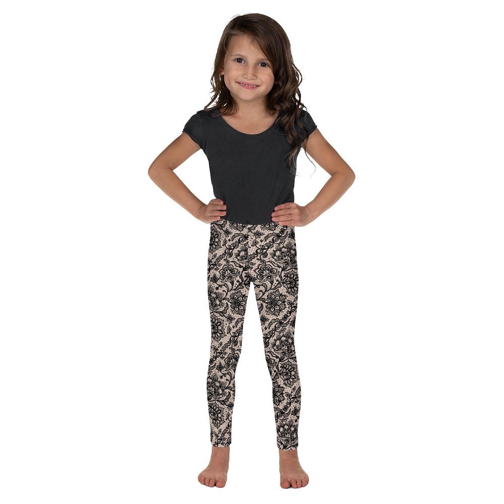 Black Faux Lace Kid's Leggings Gearbunch