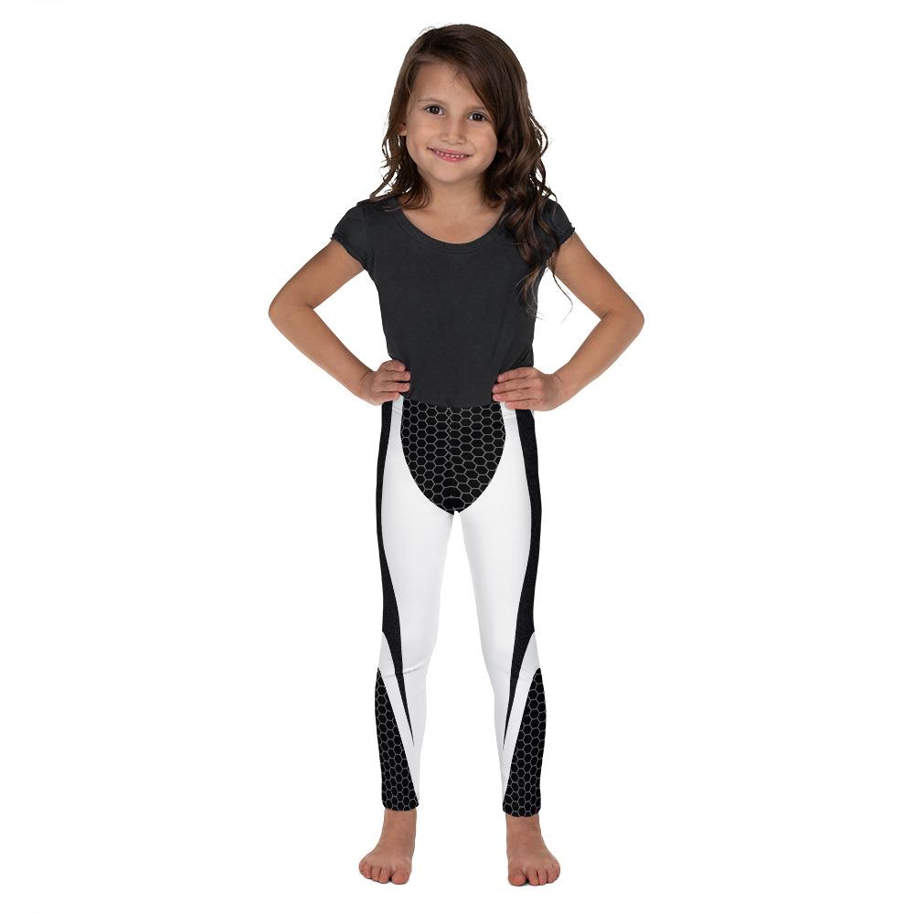 Kids Children Black & White Honeycomb Carbon Leggings