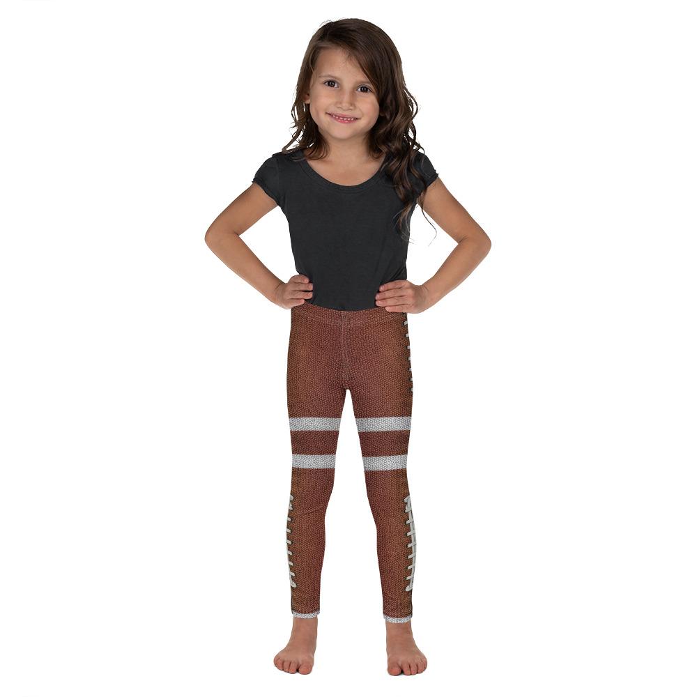 Kids Children American Football Leggings Brown/White | Gearbunch.com