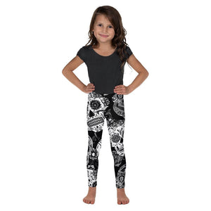 Kids Children Black & White Sugar Skull Leggings | Gearbunch.com