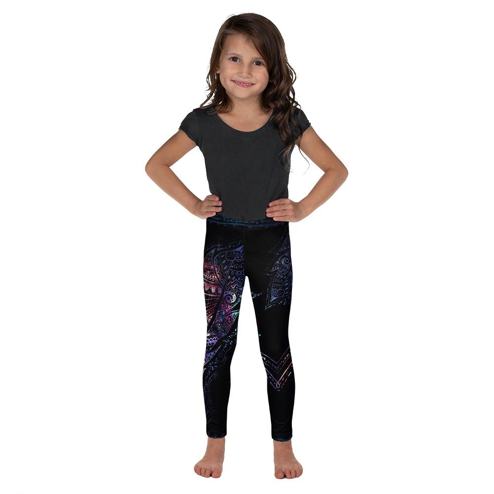 Kids Children Mystic Feather Kid's Leggings Black/Pink | Gearbunch.com