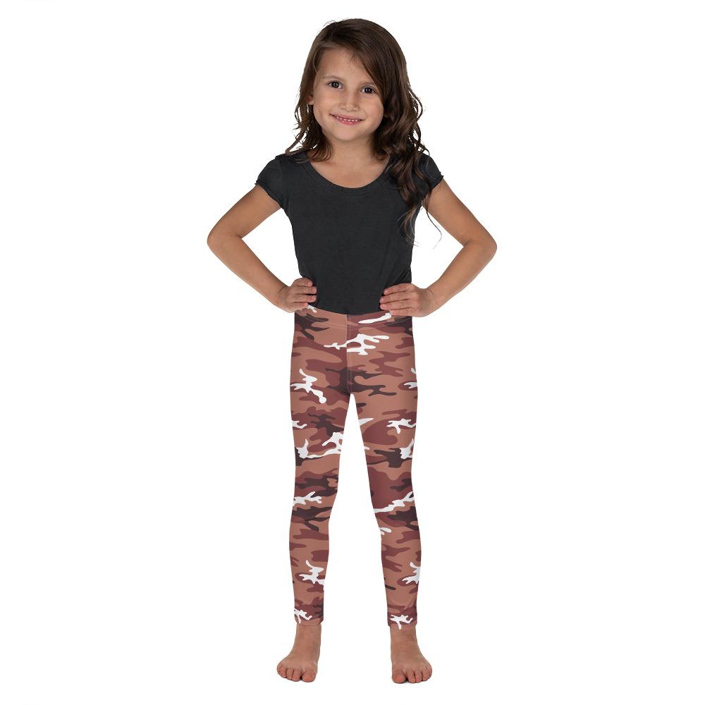 Kids Children Brown Camo Leggings Brown/White | Gearbunch.com