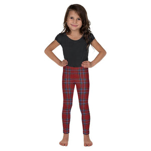 Kids Children Deep Red Tartan Leggings Red/Blue/White | Gearbunch.com