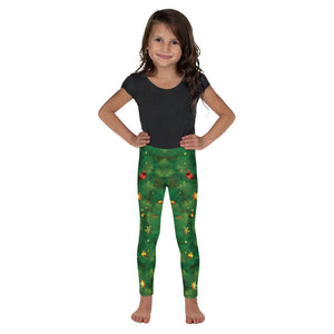 Kids Children Realistic Christmas Tree Leggings Green | Gearbunch.com