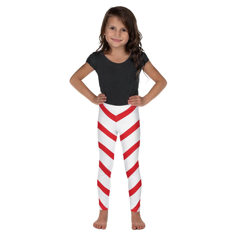 Kids Children Candy Cane Leggings Red/White | Gearbunch.com