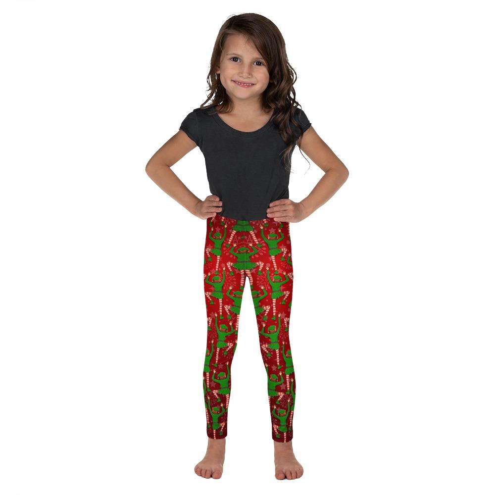 Kids Children Santa's Elves Leggings Red/Green/White | Gearbunch.com