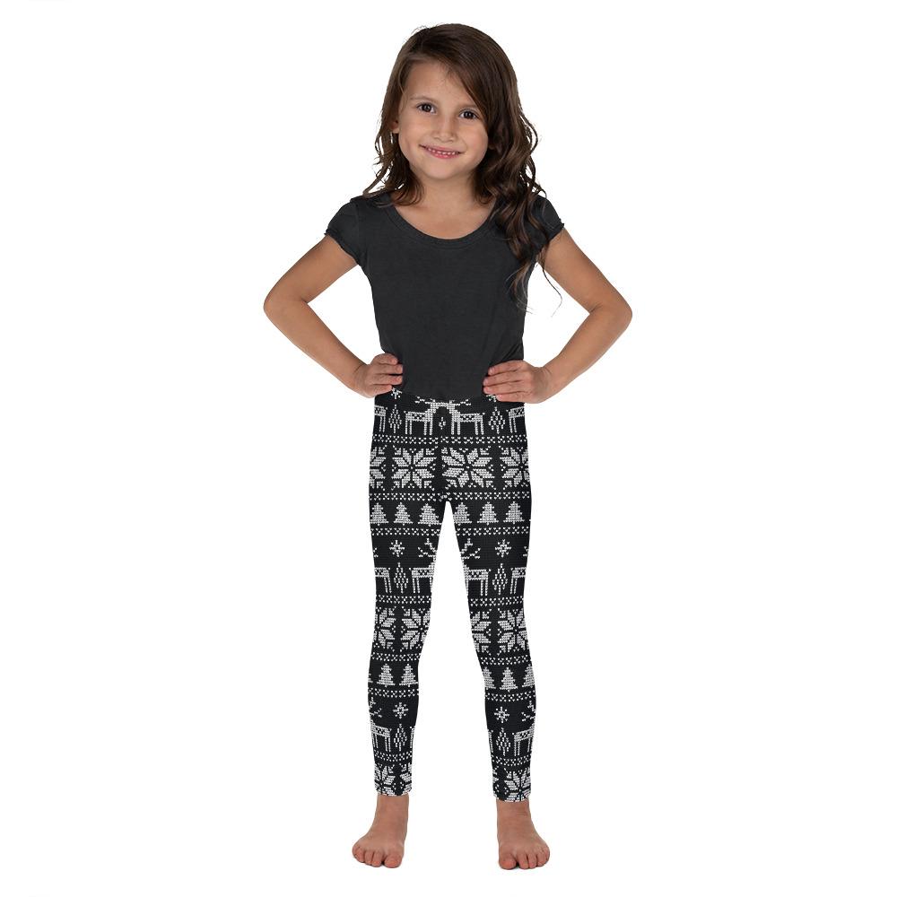 Holiday Girls Leggings Size 6-8Y Black White Knitted Stretchy Pepperts! New