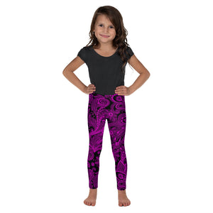 Kids Children Pink Glowing Floral Leggings Pink/Black | Gearbunch.com