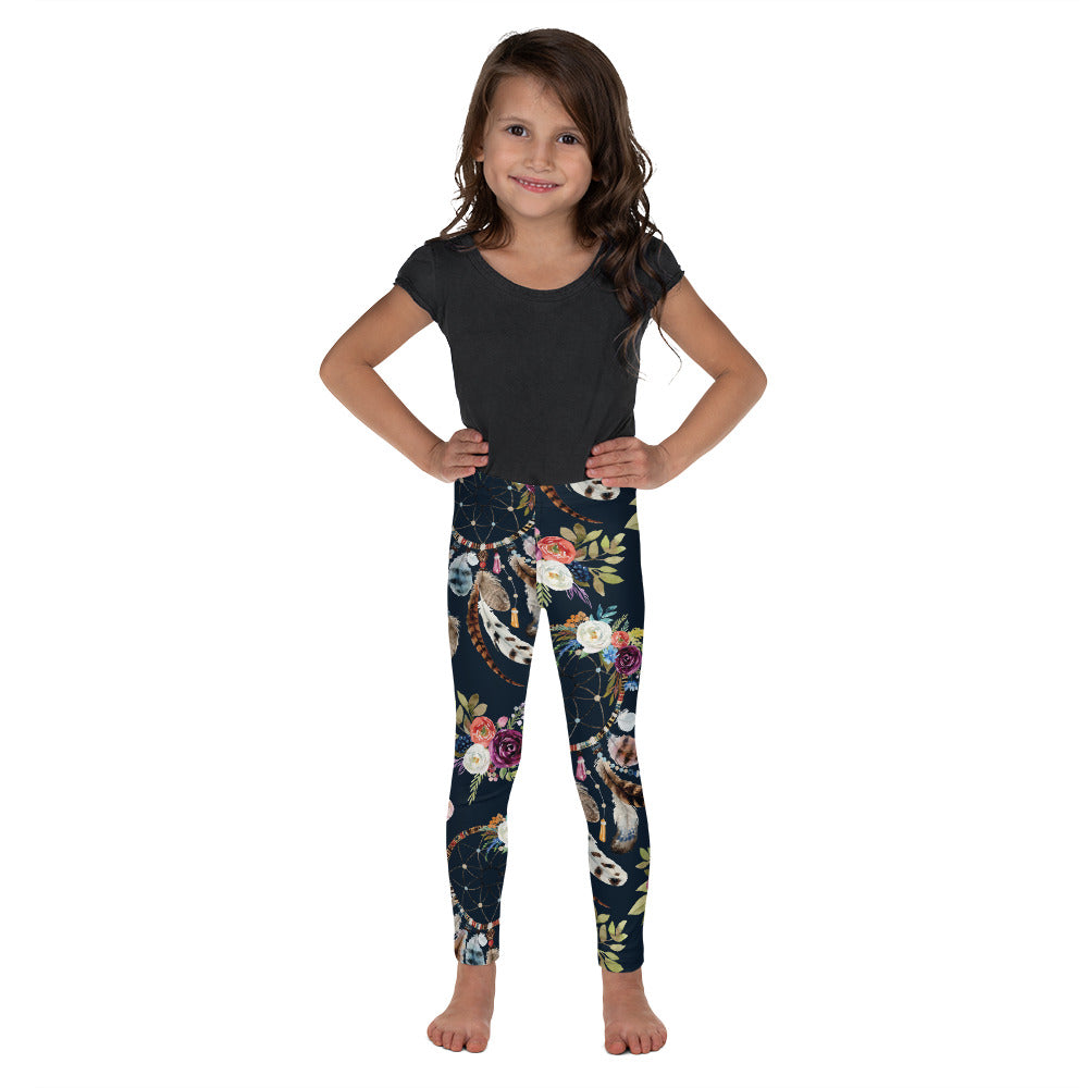 Kids Children Boho Dreamcatcher and Flowers Leggings | Gearbunch.com