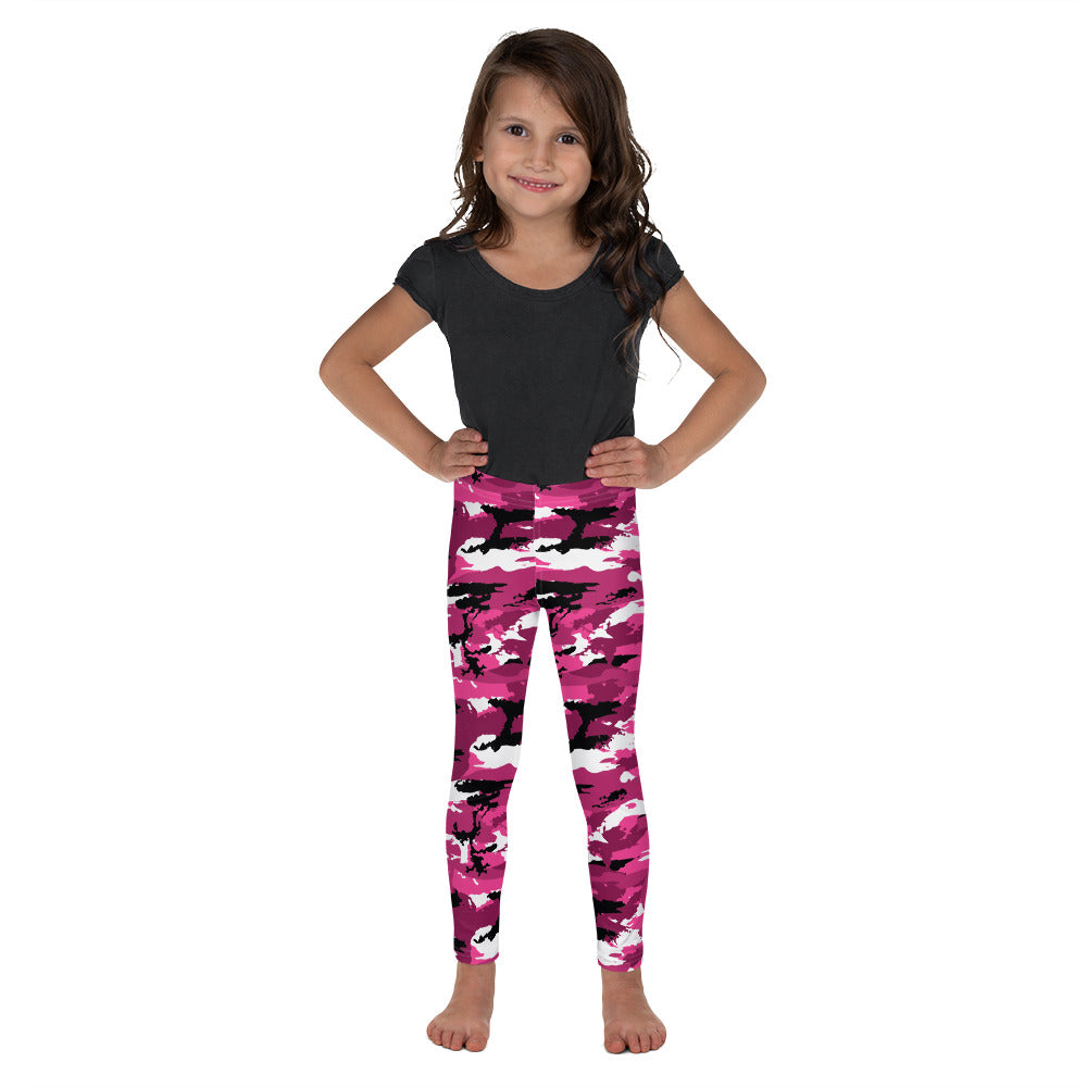 Kids Children Pink Camo Leggings Pink/Black/White | Gearbunch.com