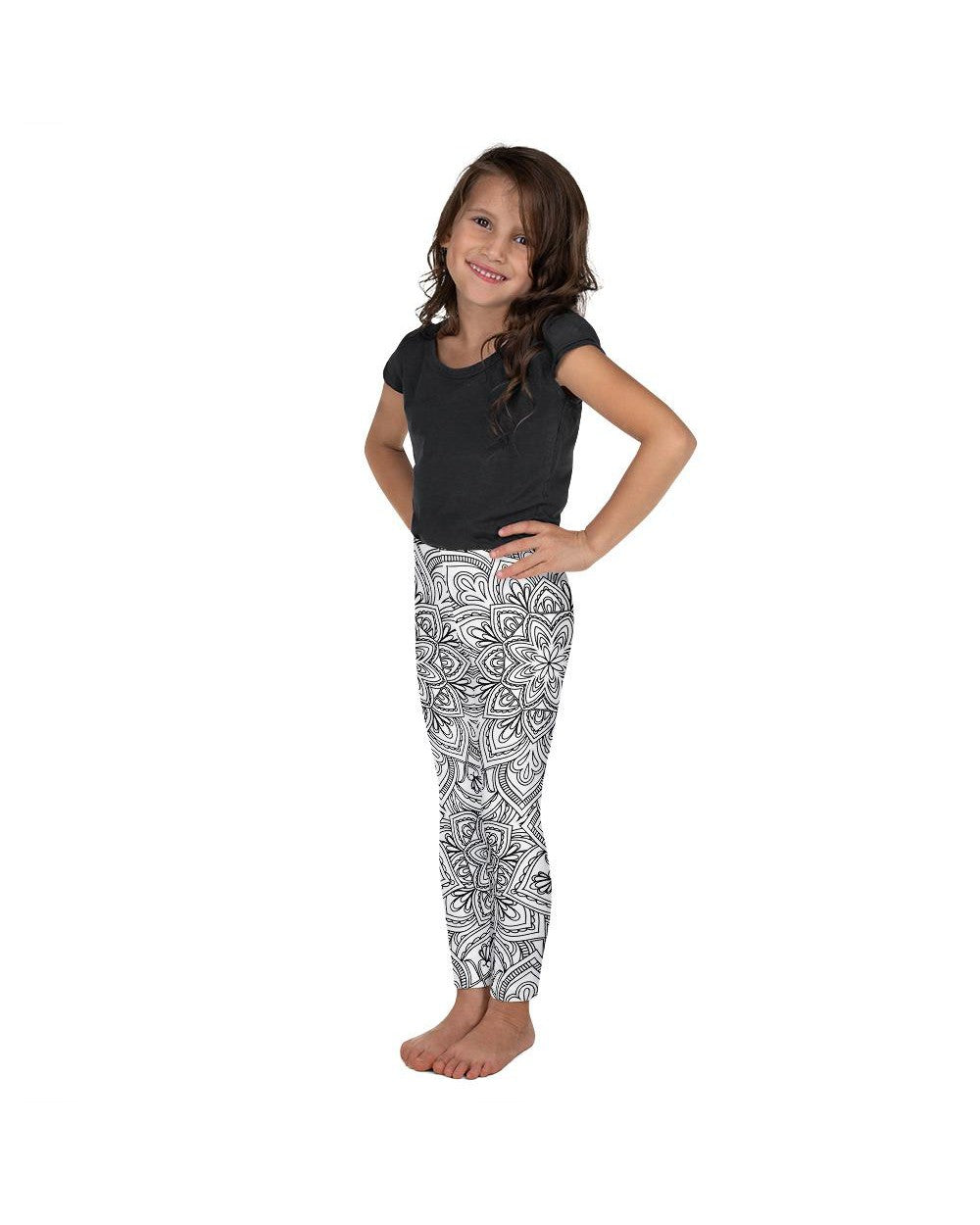 White & Black Mandala Kid's Leggings Gearbunch