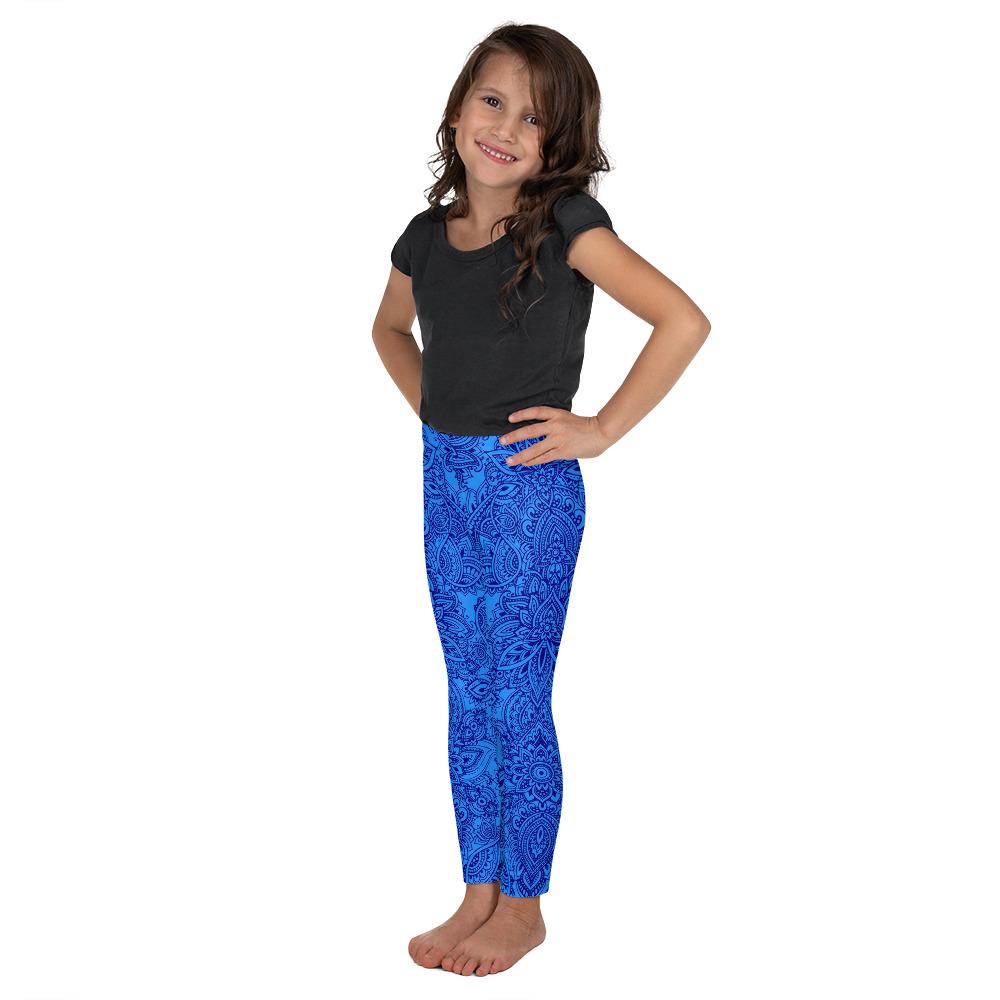 Blue and Navy Henna Tattoo Kid's Leggings Gearbunch