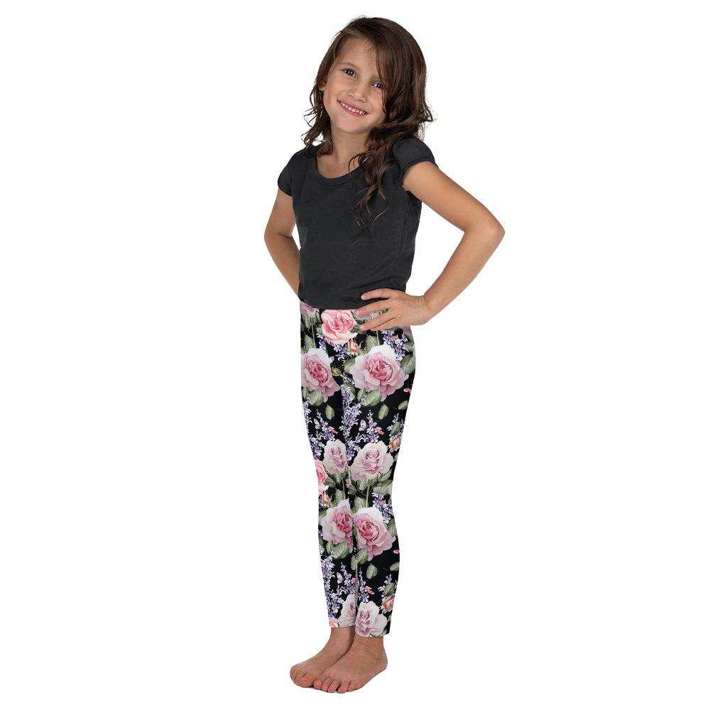 Watercolor Roses & Lavender Kid's Leggings Gearbunch