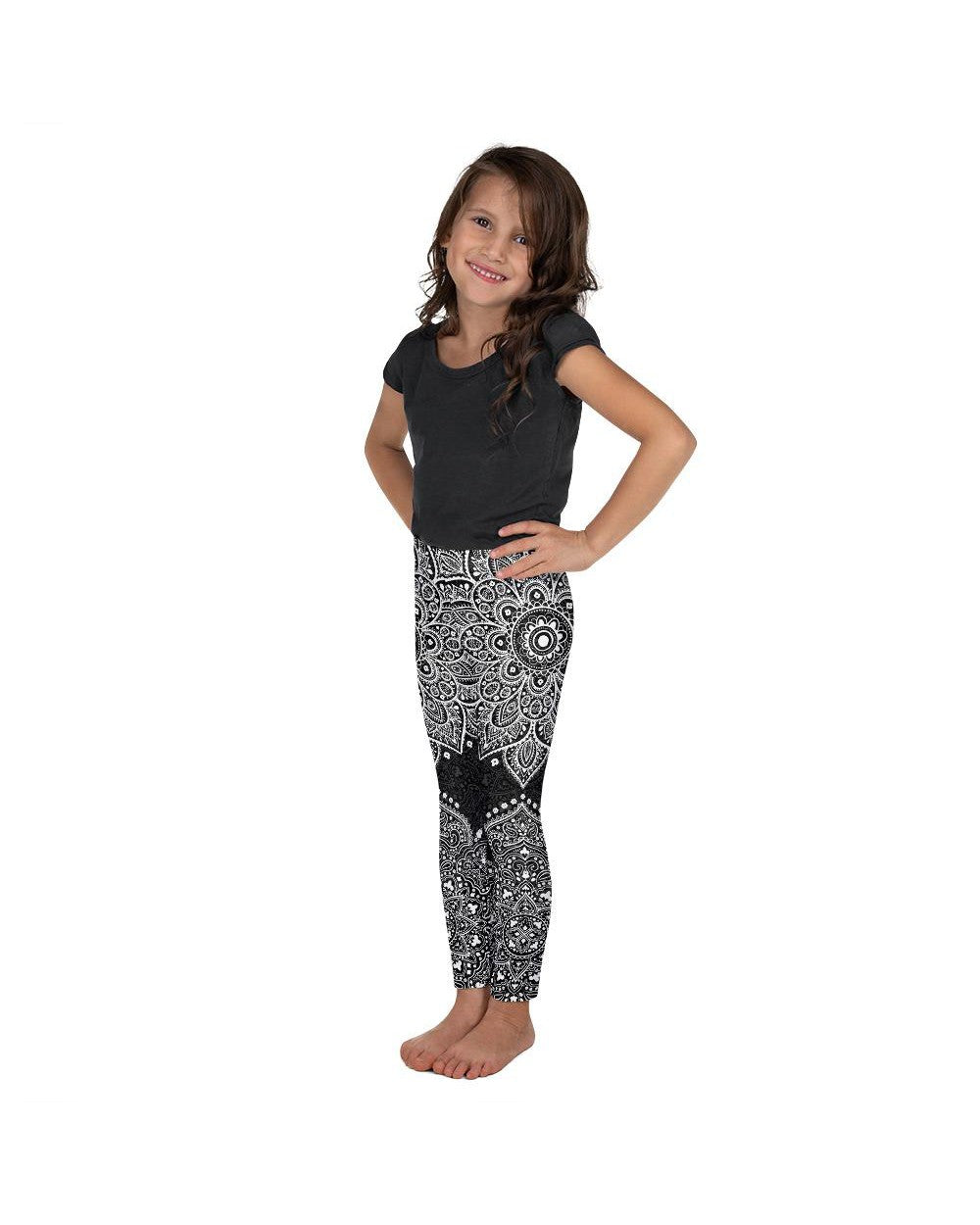 B&W Mandala Kid's Leggings Gearbunch