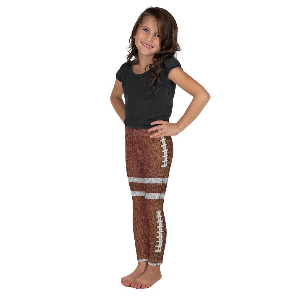 Kids Children American Football Leggings Brown/White | Gearbunch.com