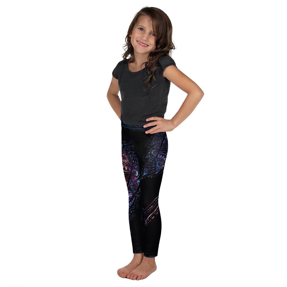 Kids Children Mystic Feather Kid's Leggings Black/Pink | Gearbunch.com