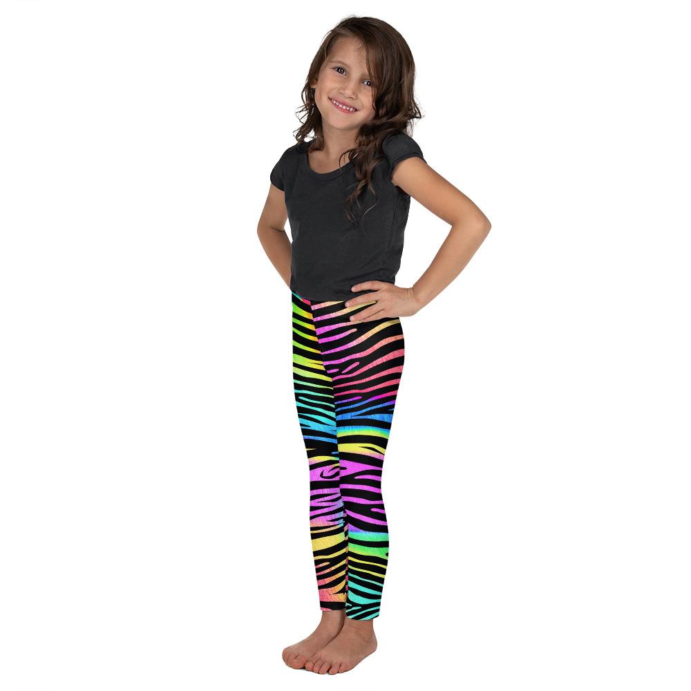 Kids Children Colorful Zebra Striped Leggings Rainbow | Gearbunch.com