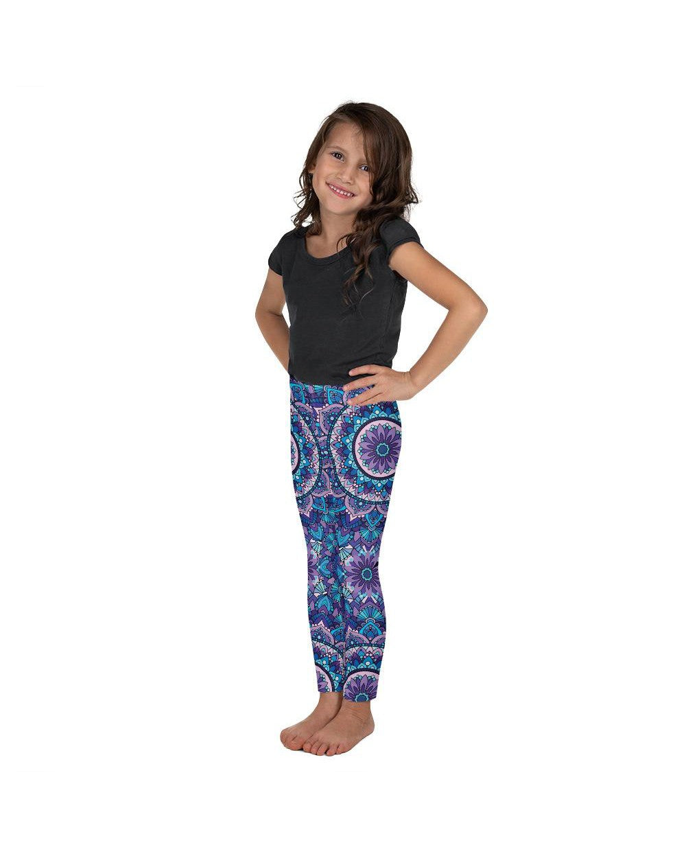 Kids Children Colorful Blue Mandala Leggings Purple | Gearbunch.com