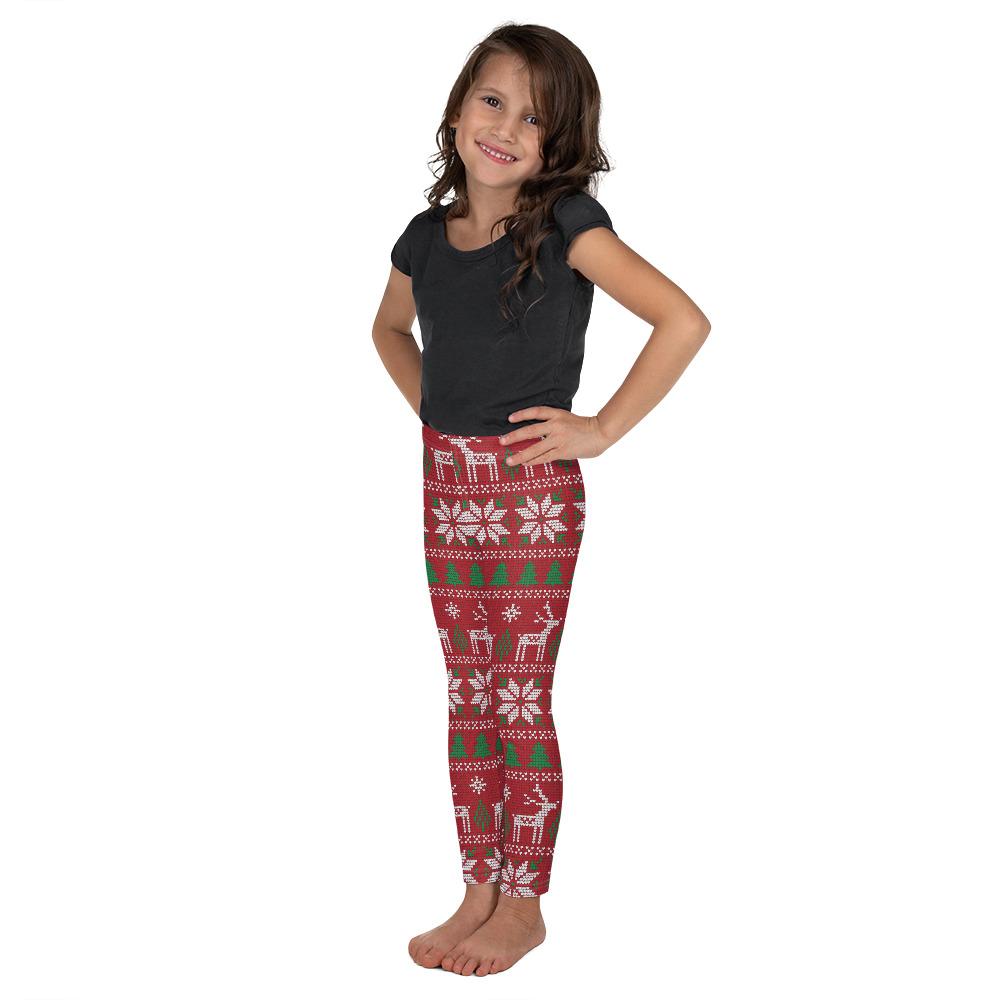 Kids Children Red Ugly Christmas Leggings White/Green | Gearbunch.com