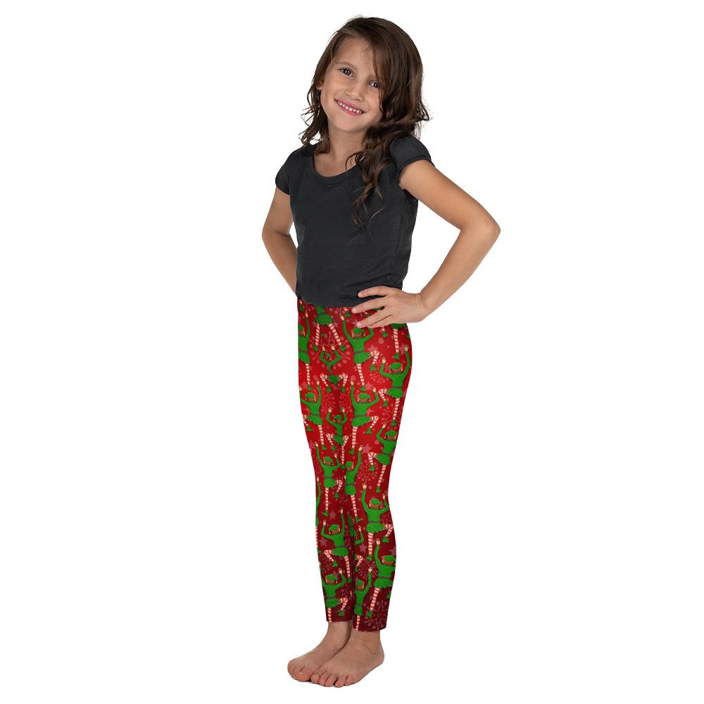 Kids Children Santa's Elves Leggings Red/Green/White | Gearbunch.com