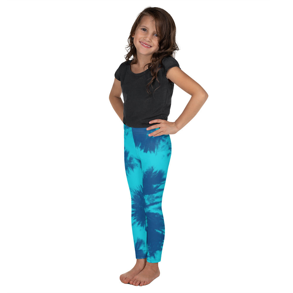 Kids Children Blue & Aqua Tie Dye Leggings | Gearbunch.com