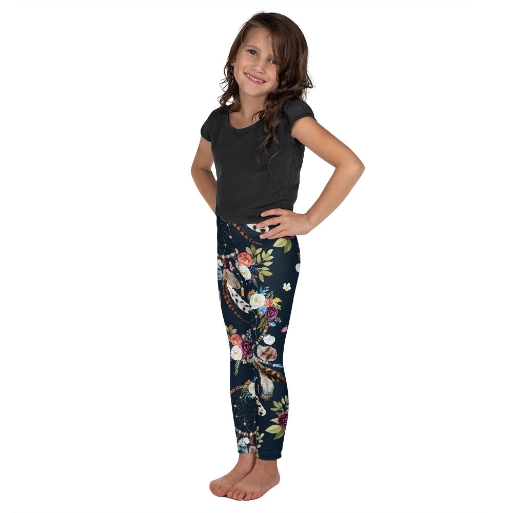 Kids Children Boho Dreamcatcher and Flowers Leggings | Gearbunch.com