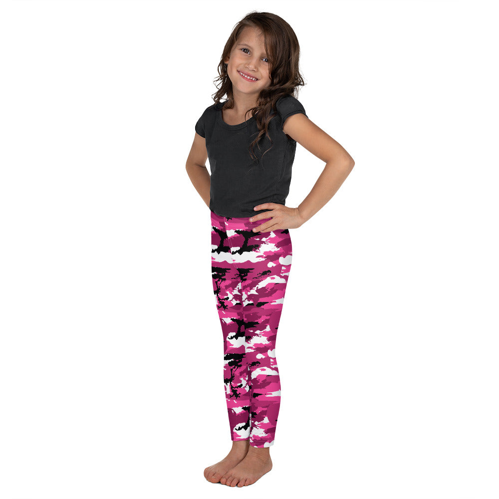 Kids Children Pink Camo Leggings Pink/Black/White | Gearbunch.com