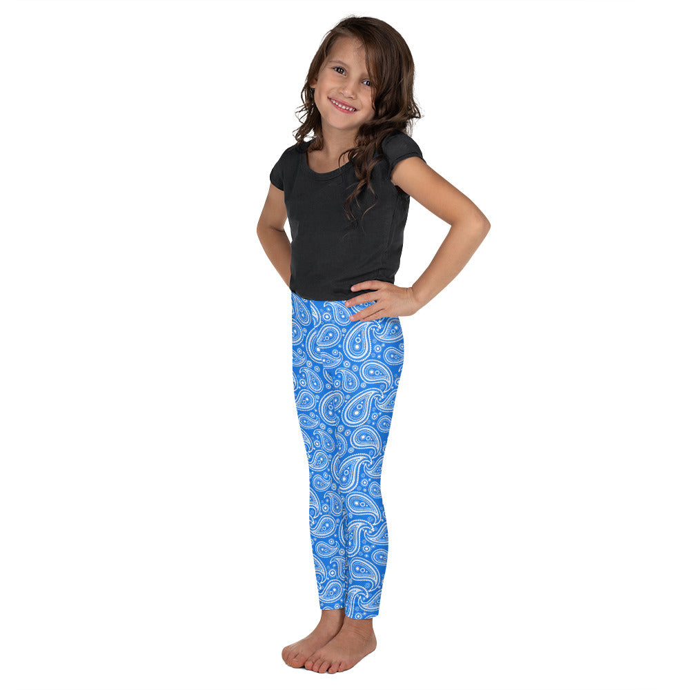 Kids Children Blue & White Paisley Leggings | Gearbunch.com