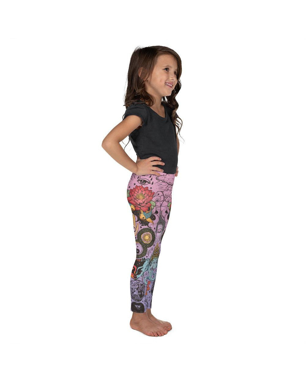 Pink Tattooed Lotus Kid's Leggings Gearbunch